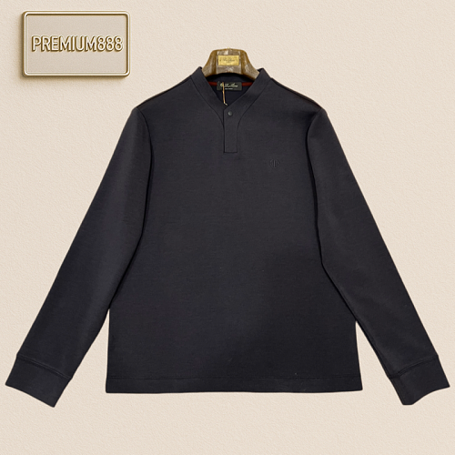 Loro Piana Henry Leather Merino Wool Blended Polo Shirt