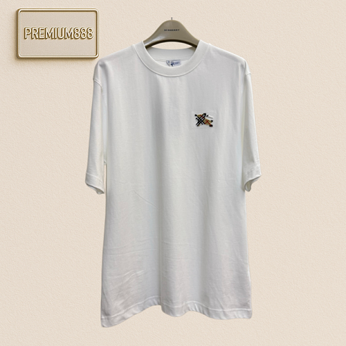 Burberry Round-neck Short-sleeved T-shirt With Horse Embroidery And Plush Texture On The C