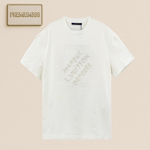 L V Embroidered Beaded Letter T-shirt