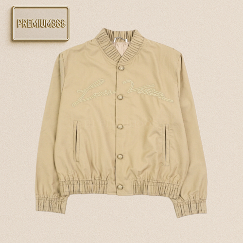 LV Patchwork Embroidered Pilot Jacket In Khaki