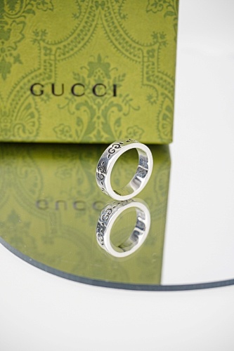 Gu Cci Double G Skull Sterling Silver Couple Ring