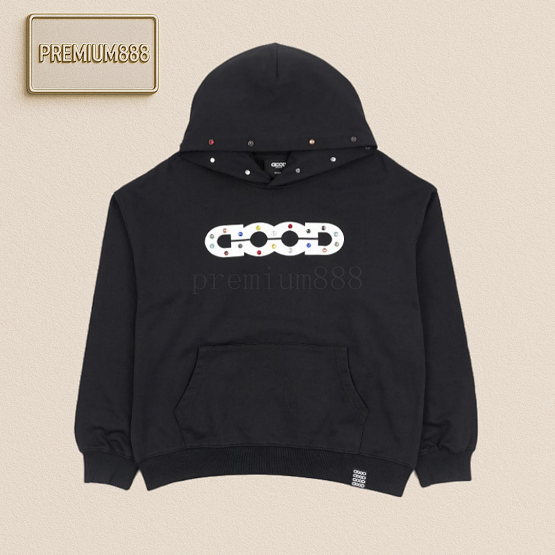 Good 24Fw Colorful Diamond Cutout Letter Hooded Sweatshirt