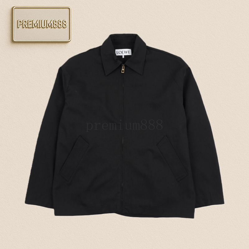 Loe 25Fw Back Leather Label Pleated Jacket