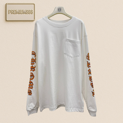 Chrome Hearts CH Crocin Sword Flame Sleeve Print Long-Sleeved T-Shirt