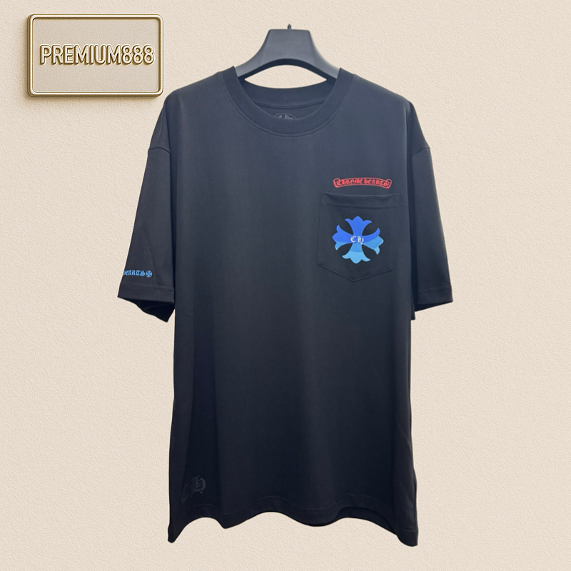 Chrome Hearts CH Crocin Lettered Jacquard Blue Gradient Print Short-Sleeved T-Shirt