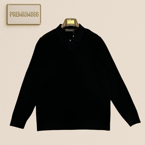 Loro Piana Lofty Casual Button-down Wool Knit Polo Shirt