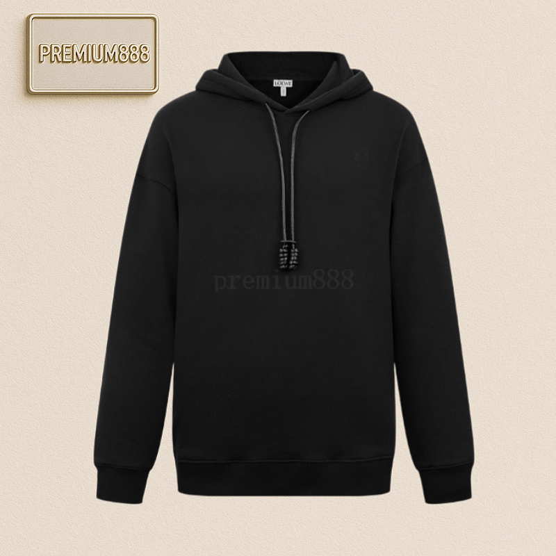 Loewe Loe We Anagram Leather Embroidered Hooded Sweatshirt
