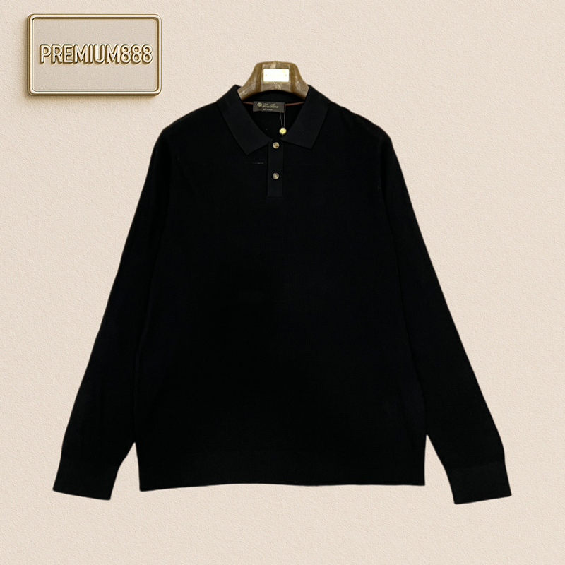 Loro Piana Loopy Casual Long-Sleeved Knit Polo Shirt