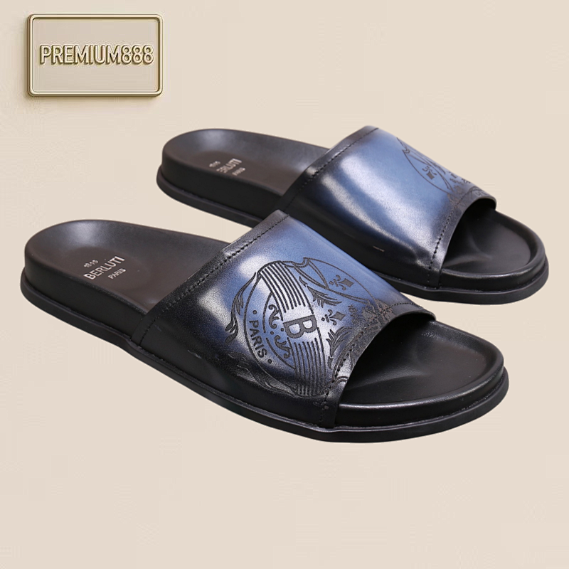 Arrival Spring-Autumn Series Italian-made Egio Sole Egio Written Leather Sandals. The Uppe