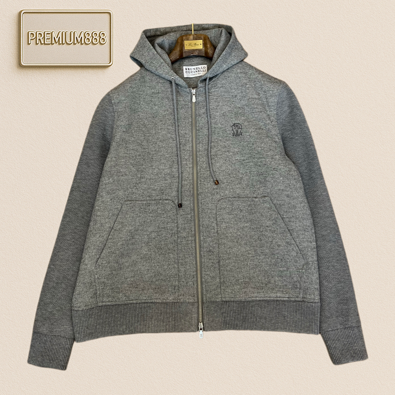 BC Brunello Embroidered Small Hooded Casual Zip-Up Sweatshirt
