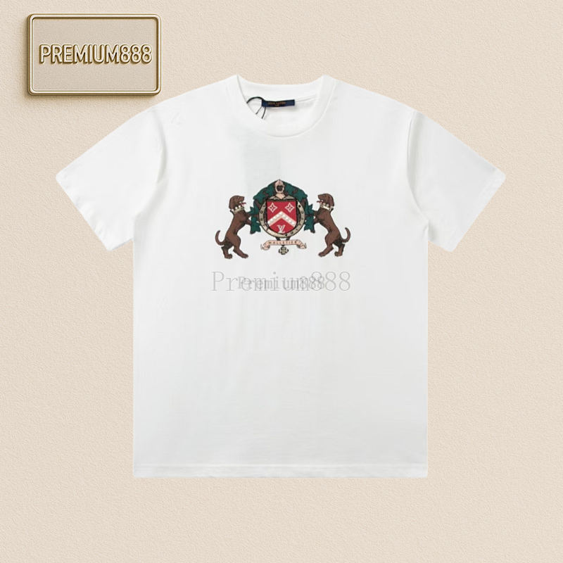 Louis Vuitton L V Double Dog Logo Round Neck Short Sleeve