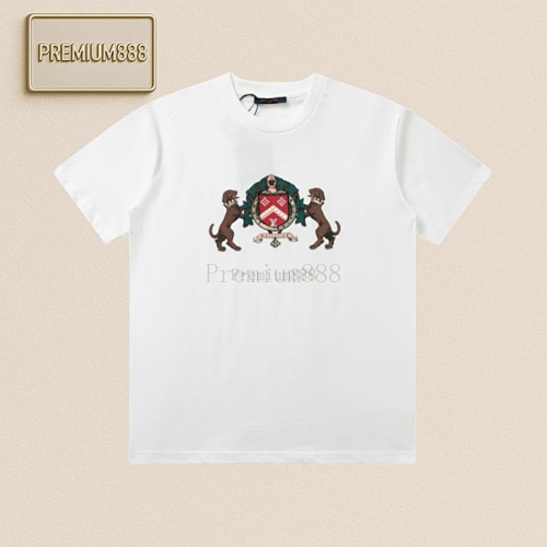Louis Vuitton L V Double Dog Logo Round Neck Short Sleeve