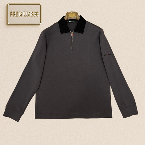 Kiton Goat Hair Blended Half-Zip Long-Sleeved Polo Shirt