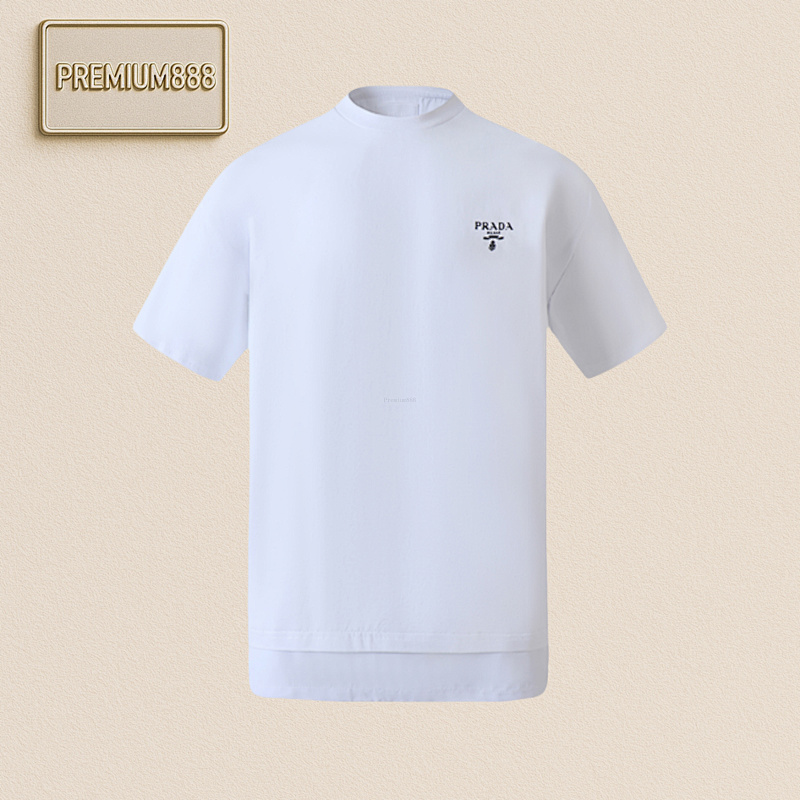 Prada PR Ada's Classic Logo PA Nelled Crewneck Short Sleeves Item