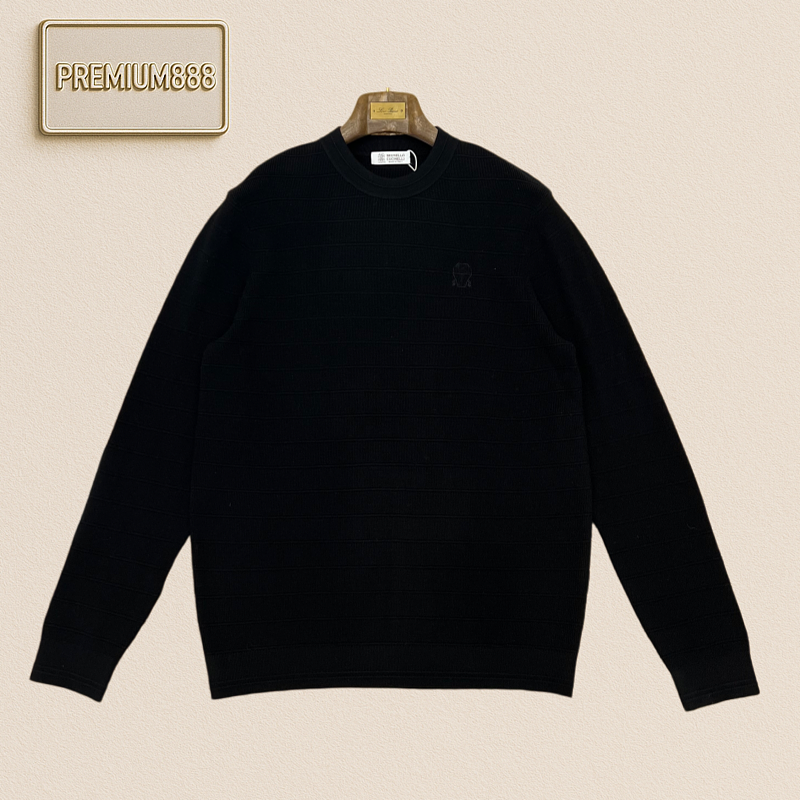 BC Brunello Striped Texture Round Neck Knitted Long Sleeve