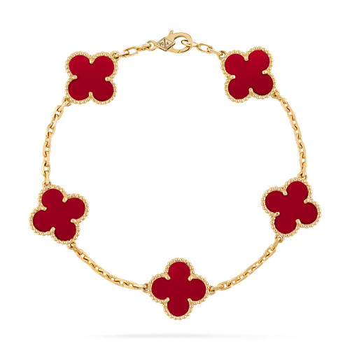 VC A Agate Four-Leaf Clover Lucky Bracelet