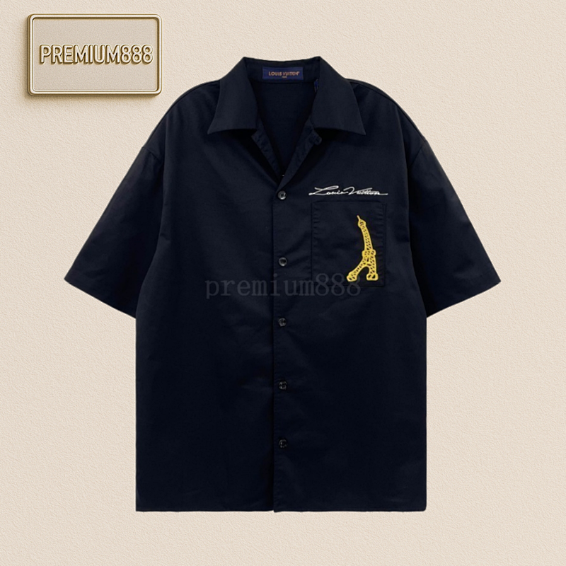 L V Iron Tower Embroidered Letter Shirt