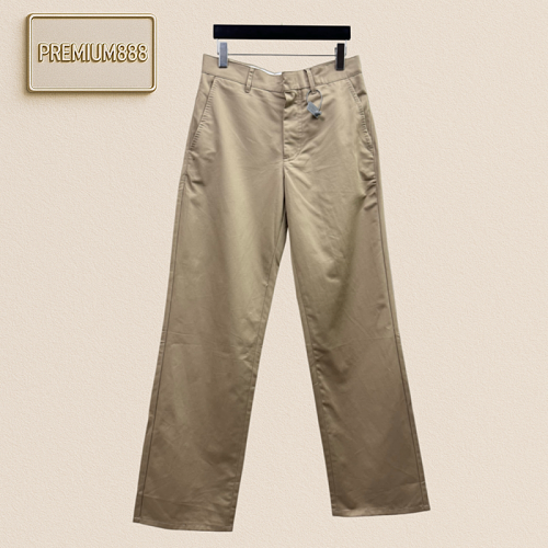 1v Louis Leather Embroidered Cotton Crepe Casual Pants