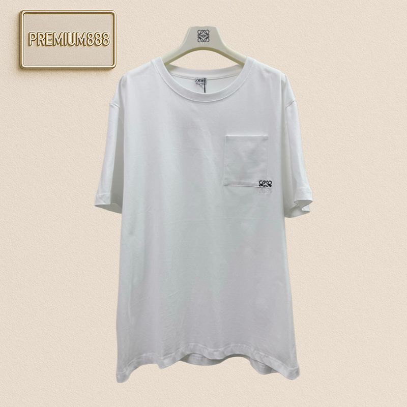 Loewe Pocket Color-Plaid Logo Embroidered Short-Sleeved T-shirt