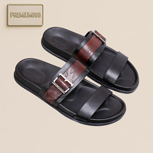 Arrival Spring-Autumn Series Italian-made Egio Sole Egio Written Leather Sandals. The Uppe