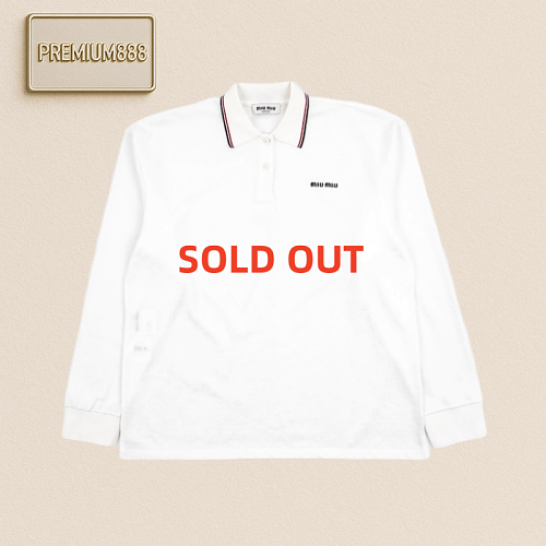 Miu Miao Solid-color Embroidered Logo Long-sleeved Polo Shirt