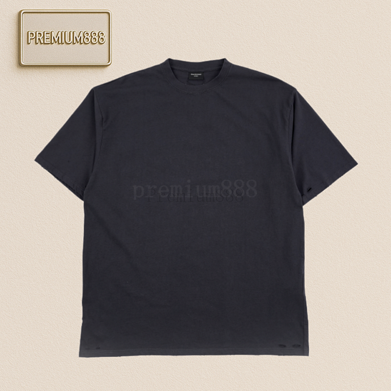 Ba Lenciaga 25ss Back Painted Letter Hole Short Sleeves