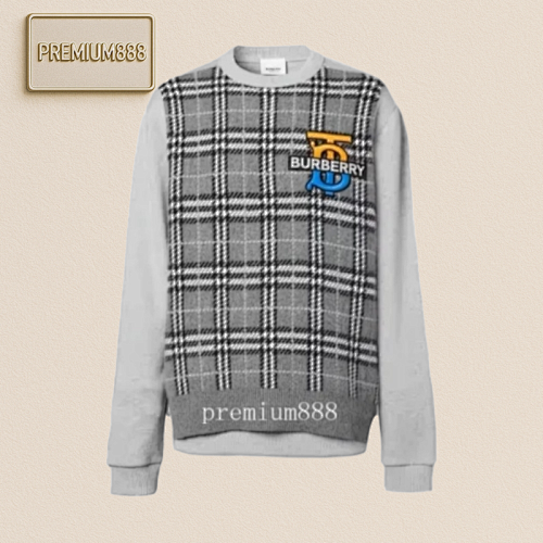 Bu Rberry Plaid Cashmere Paneled Sweatshirt