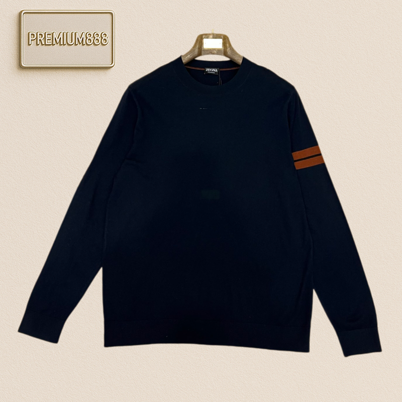 Zegna Jenia Basic Round-neck Casual Long-sleeved Knit Shirt