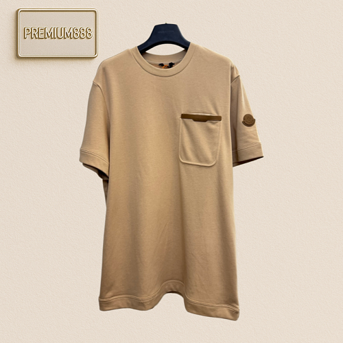 Mengkou Leather Edged Pocket Short-Sleeved T-shirt