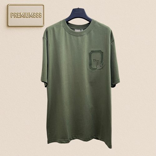 Dio Frame-shaped Hummingbird Embroidered Short-Sleeved T-Shirt