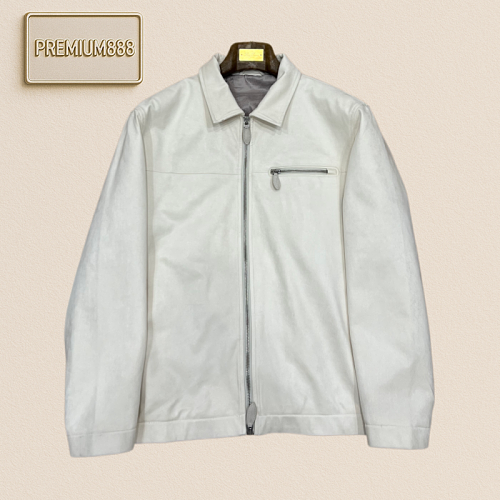 Berluti Bruiti Leather Collar Zipper Casual Jacket
