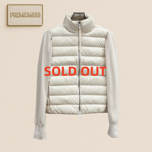 Moncler Knitted Patchwork Stand-up Collar Thin Down Jacket
