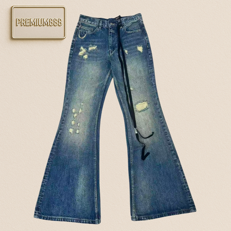 Product In Stock Ann Ribbon Distressed Denim Pants
