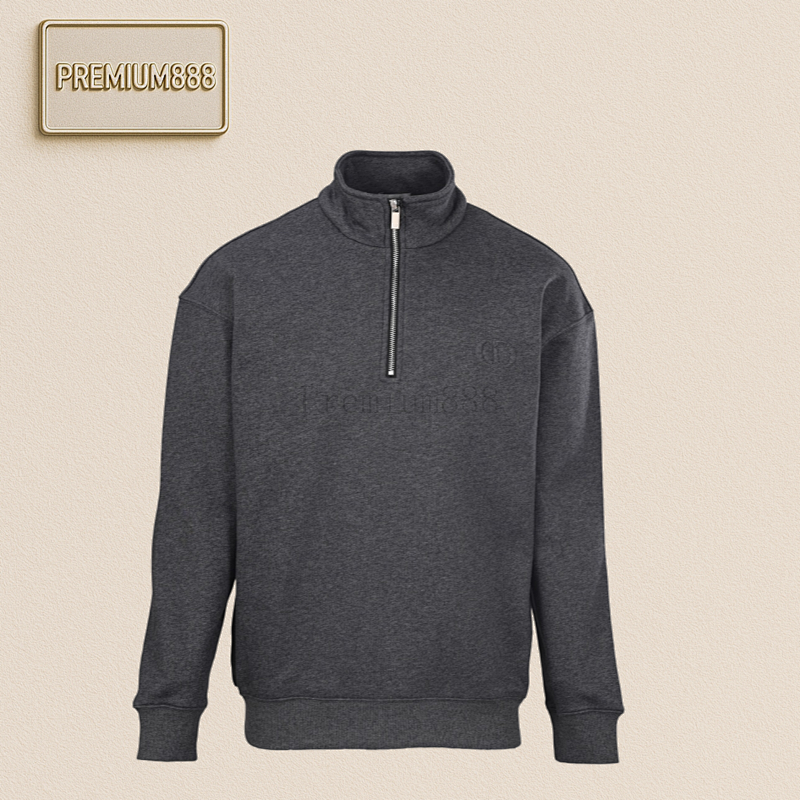 Dior CD Icon Round Embroidered Half-Zip Set With Standing Collar Sweater