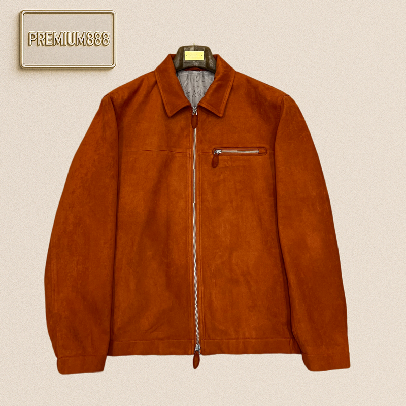 Berluti Bruiti Leather Collar Zipper Casual Jacket