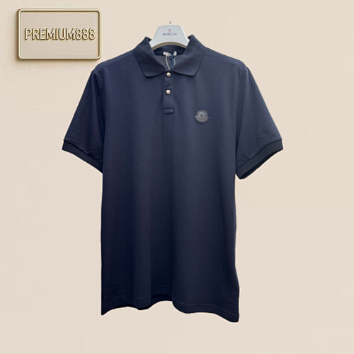 Mengkou Logo Face-stitching Silver Buttons Polo Shirt Short Sleeves