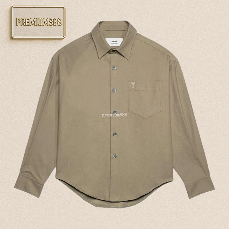Ami Embroidered Logo Single-breasted Long-sleeved Shirt