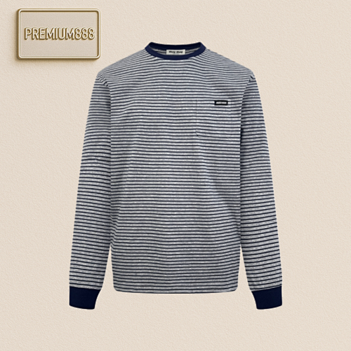 Miu Striped Color-blocking Long-sleeved Shirt