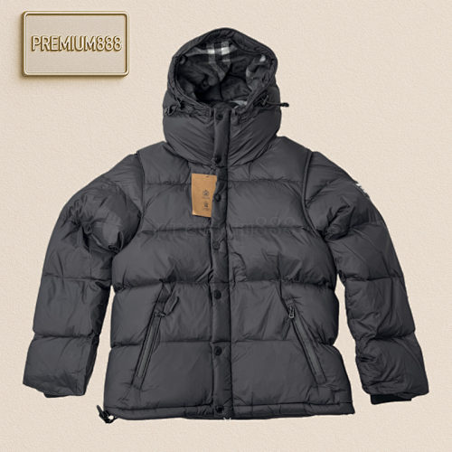 Burberry Hooded Solid Color Zipper Long-sleeved Down Jacket For Both Men And Women