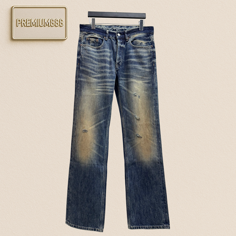 Acne Studios Offers Vintage Washed Water-repellent Zipper Jeans