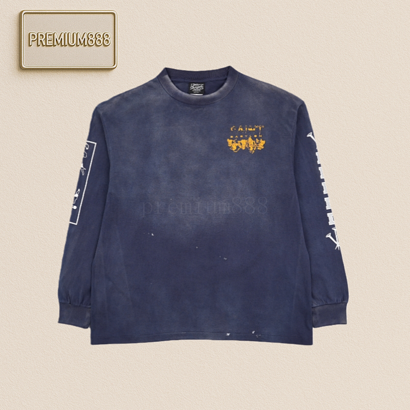 Long Sleeves With Saint Michael Wolf Head Nail Print