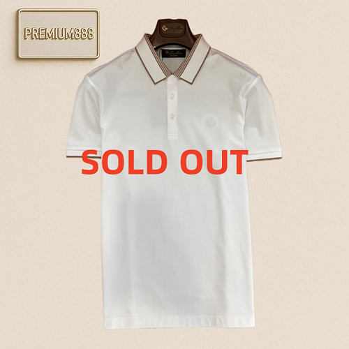 Loropiana Coffee-colored Woven Three-button Polo Shirt