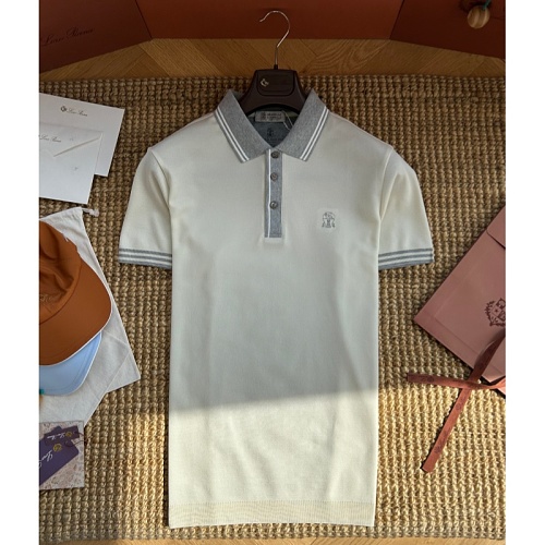 BC Brunello Contrasting Color Collar Three-Button Polo Shirt