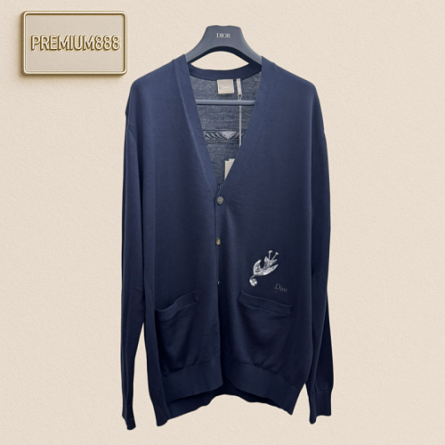 Dio Di O Spring Summer Collection - Bird Theme Embroidery V-Neck Knitted Cardigan
