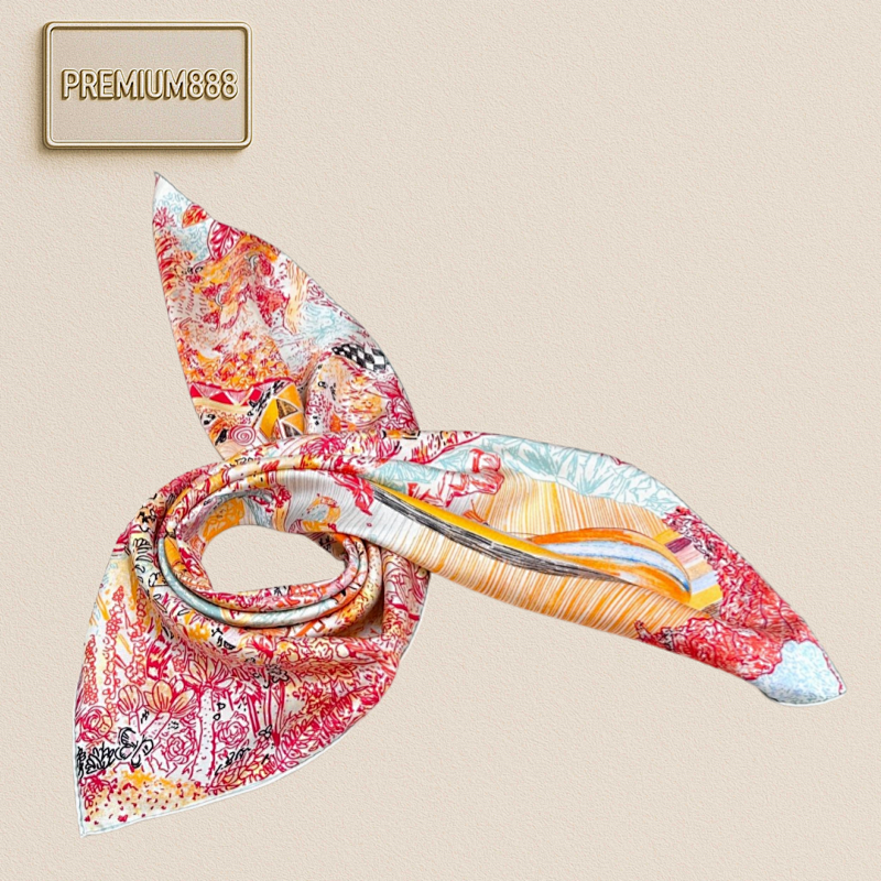 Hermès Soaring Fubao Dream 90 Square Scarf 18mm Top Silk Double-sided Printing