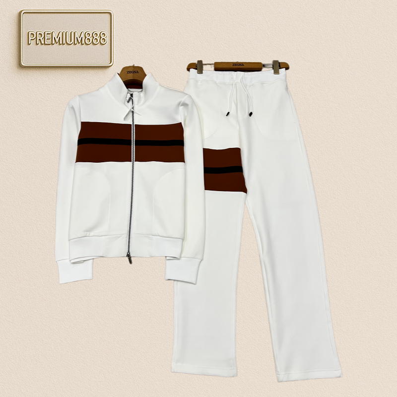 Zegna Jenia Contrasting Stripes Buttoned Collar Casual Sportswear Set