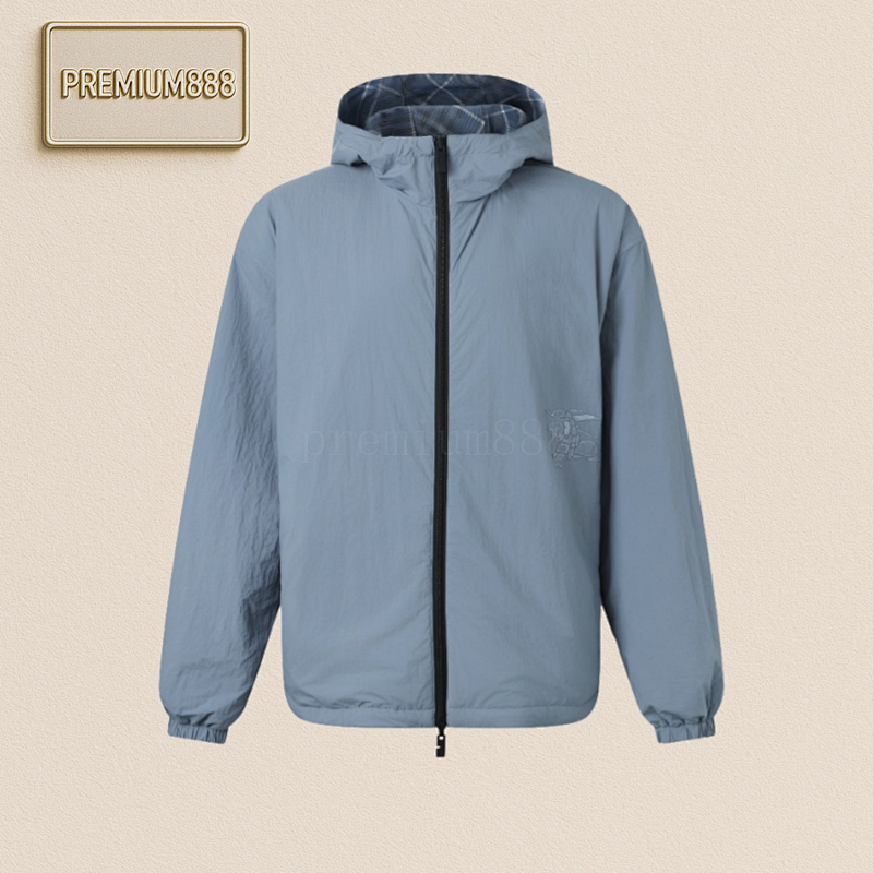 Burberry Blue Checkered Embroidery Double-sided Jacket
