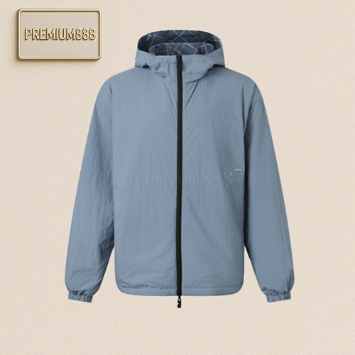 Burberry Blue Checkered Embroidery Double-sided Jacket