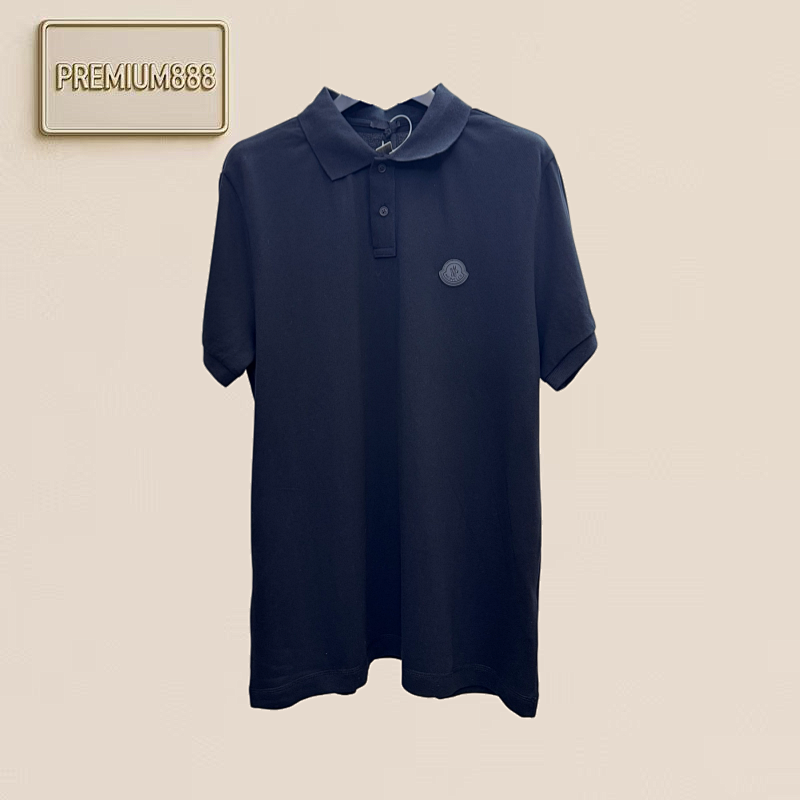 Monc Logo Patch Cotton Jacquard Polo Shirt Short Sleeve