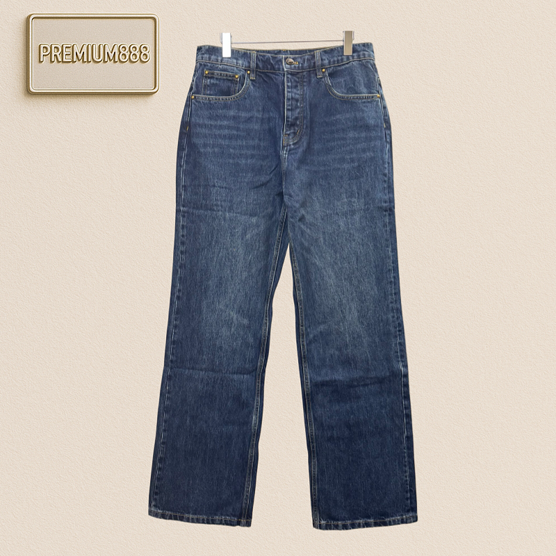1v Embroidered Jacquard Stitched Leather Denim Pants